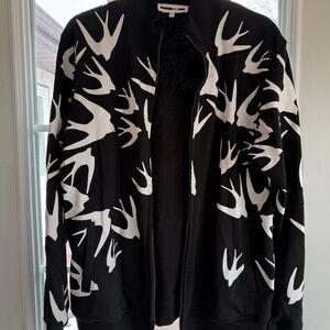 Alexander McQueen Black Swallow Zip Up Sweatshirt